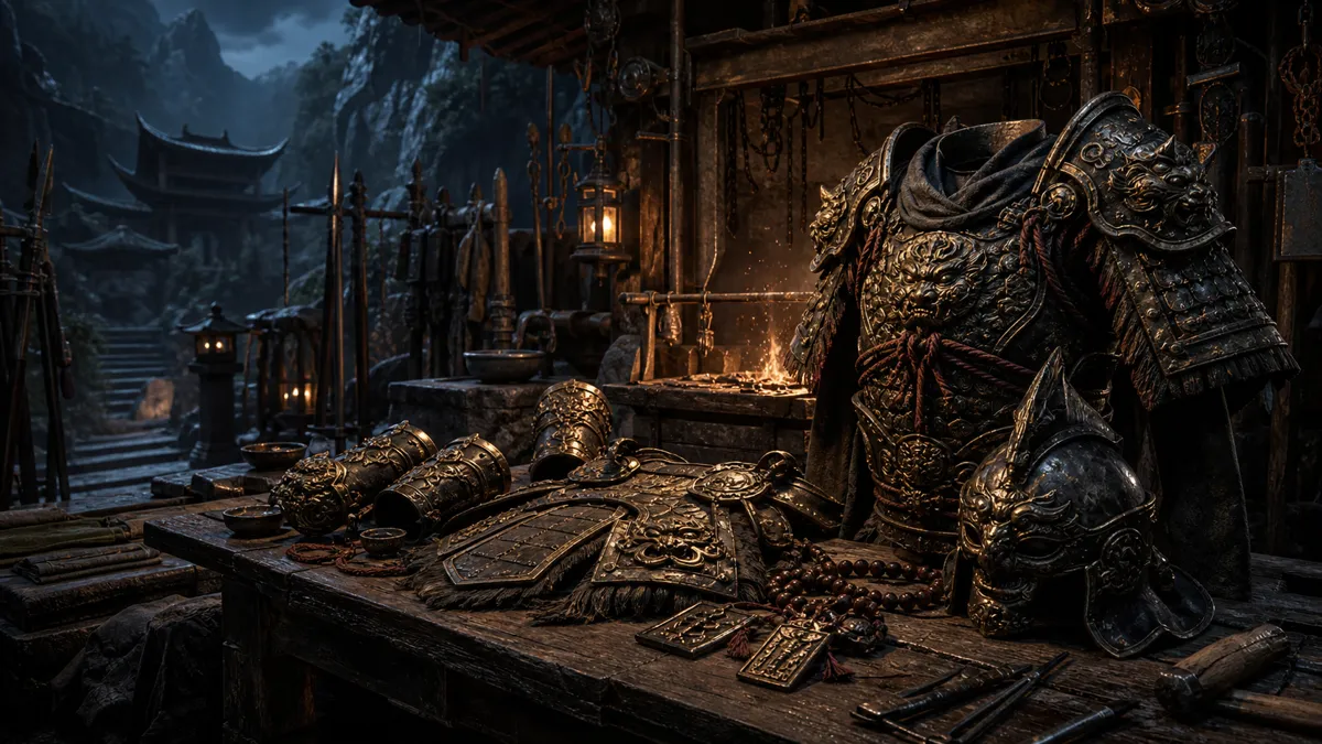 Armor set upgrade planning at a shrine