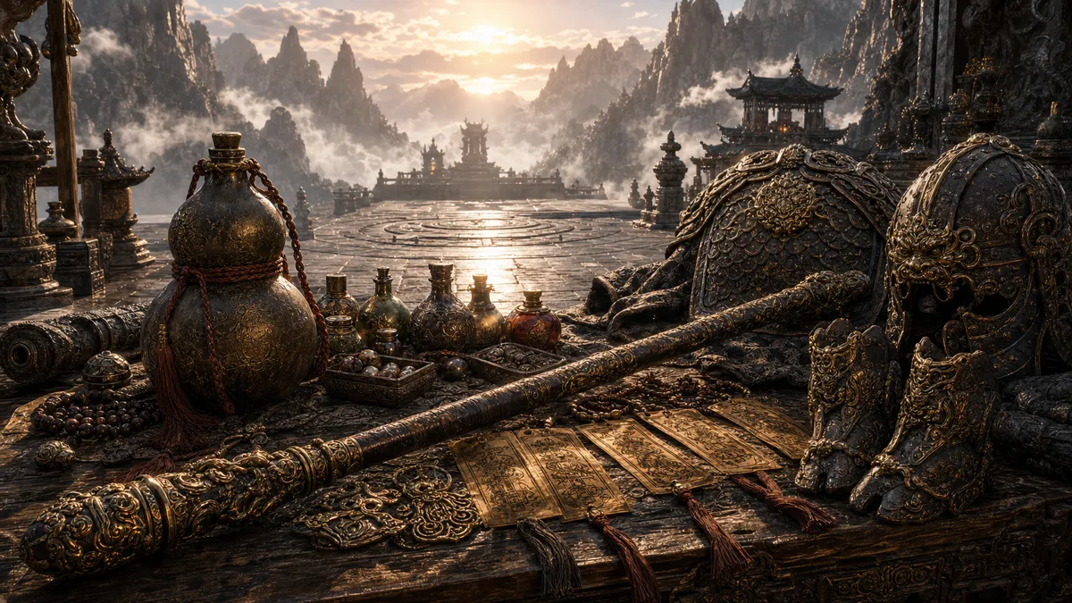 Destined One preparing a final boss build at Mount Huaguo