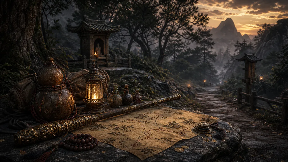 Destined One scouting a dangerous side path from a shrine