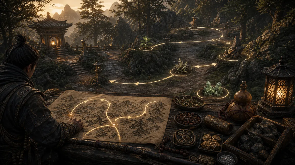 Destined One resetting a compact shrine farming loop