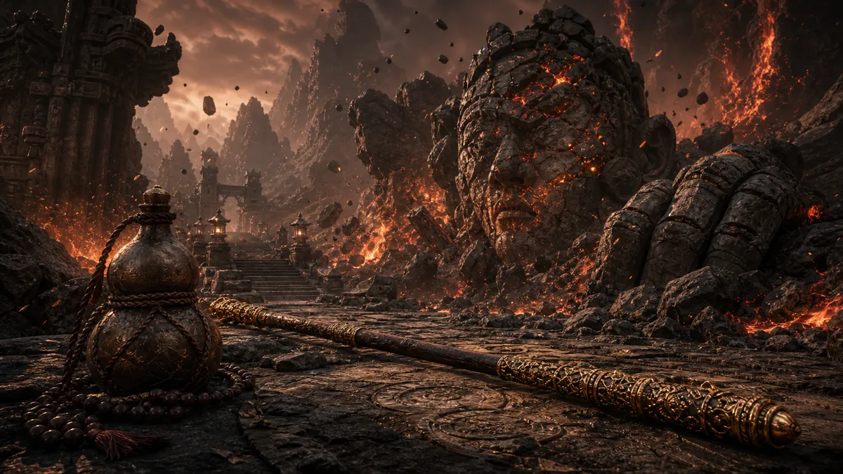 Massive stone yaoguai rising near the Height of Ember shrine