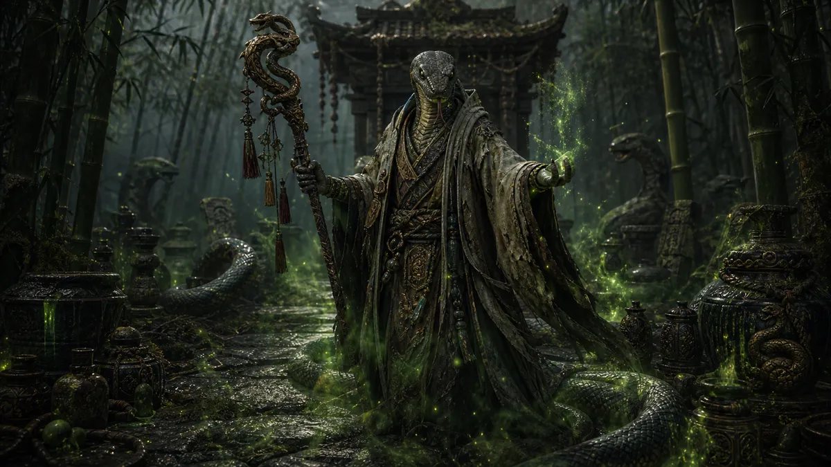 Guangmou casting poison attacks among summoned snakes