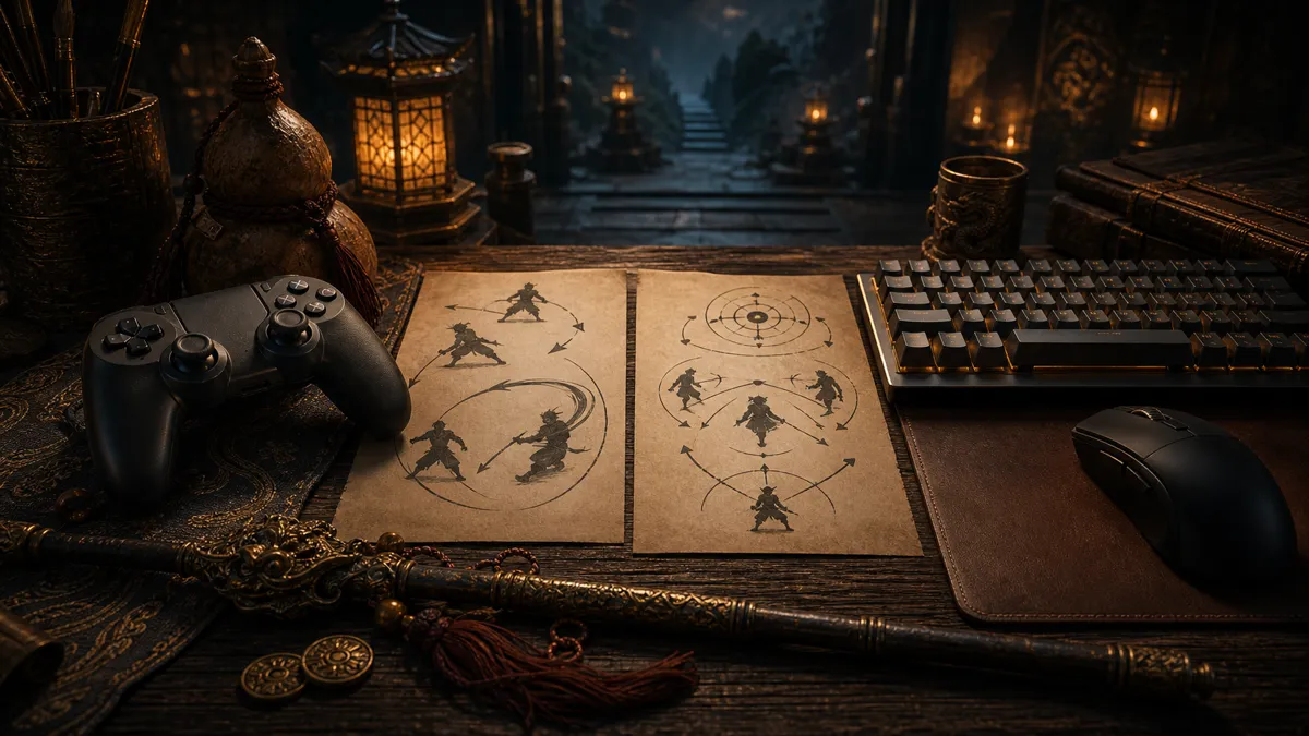 Controller and keyboard input setup comparison for combat