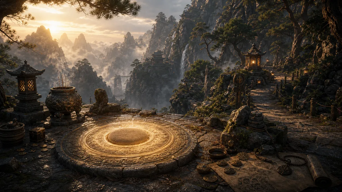 Quiet meditation spot used as an exploration reward