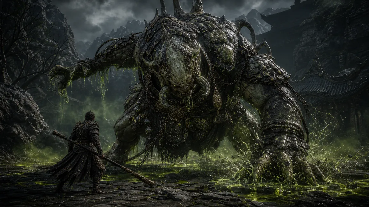 Poison Chief ambush boulder in a Mount Huaguo clearing