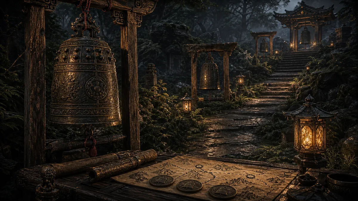Chapter 1 bell route notes near a forest shrine
