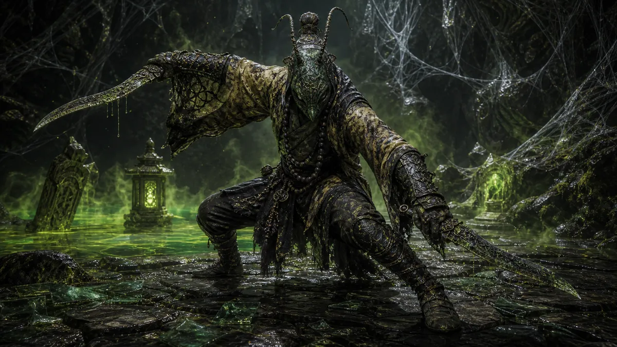 Venom Daoist emerging from a cocoon in Webbed Hollow